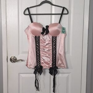 Y2K Torrid Lingerie Baby Pink Sexy Bustier Corset 2000s Deadstock Size 2X